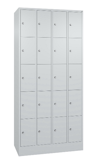 C+P Schließfachschrank Serie 8070 mit Sockel 3 Abt.240mm 5 Fächer B190mm (HxBxT)1950x680x480mm 7035/3003
