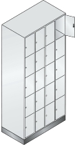 C+P Schließfachschrank Serie 8070 mit Sockel 3 Abt.240mm 5 Fächer B190mm (HxBxT)1950x680x480mm 7035/3003