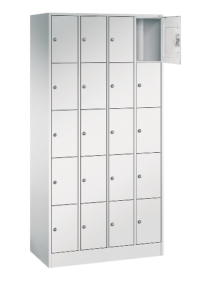 C+P Schließfachschrank Serie 8070 mit Sockel 3 Abt.240mm 5 Fächer B190mm (HxBxT)1950x680x480mm 7035/3003
