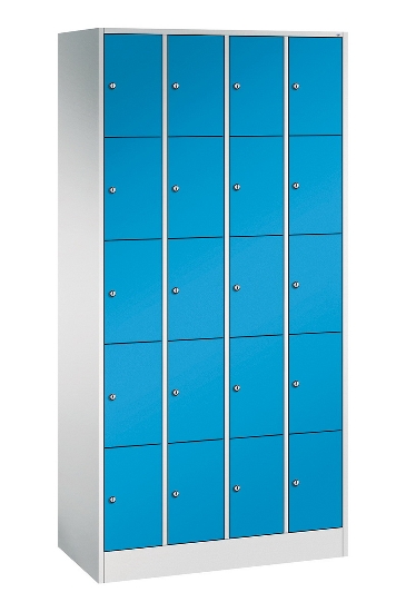 C+P Schließfachschrank Serie 8070 mit Sockel 3 Abt.240mm 5 Fächer B190mm (HxBxT)1950x680x480mm 7035/3003