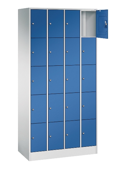 C+P Schließfachschrank Serie 8070 mit Sockel 3 Abt.240mm 5 Fächer B190mm (HxBxT)1950x680x480mm 7035/3003