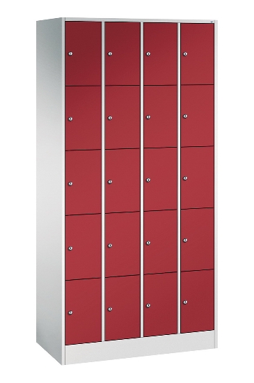 C+P Schließfachschrank Serie 8070 mit Sockel 3 Abt.240mm 5 Fächer B190mm (HxBxT)1950x680x480mm 7035/3003