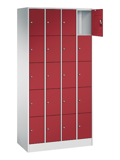 C+P Schließfachschrank Serie 8070 mit Sockel 3 Abt.240mm 5 Fächer B190mm (HxBxT)1950x680x480mm 7035/3003