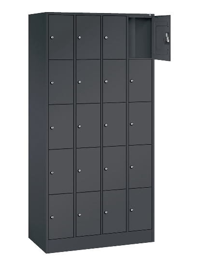 C+P Schließfachschrank Serie 8070 mit Sockel 3 Abt.240mm 5 Fächer B190mm (HxBxT)1950x680x480mm 7035/3003