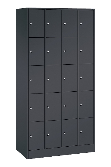 C+P Schließfachschrank Serie 8070 mit Sockel 3 Abt.240mm 5 Fächer B190mm (HxBxT)1950x680x480mm 7035/3003