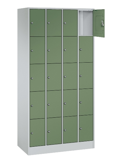 C+P Schließfachschrank Serie 8070 mit Sockel 3 Abt.240mm 5 Fächer B190mm (HxBxT)1950x680x480mm 7035/3003
