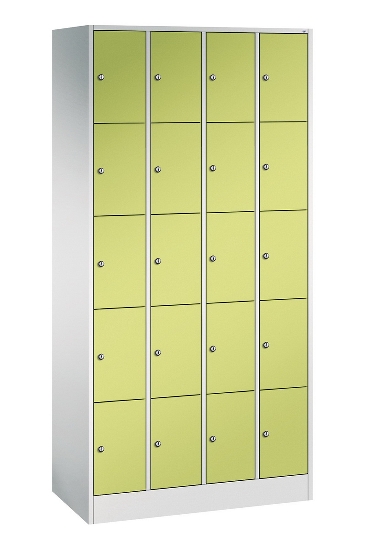 C+P Schließfachschrank Serie 8070 mit Sockel 3 Abt.240mm 5 Fächer B190mm (HxBxT)1950x680x480mm 7035/3003