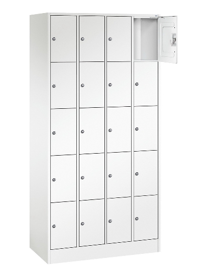 C+P Schließfachschrank Serie 8070 mit Sockel 3 Abt.240mm 5 Fächer B190mm (HxBxT)1950x680x480mm 7035/3003