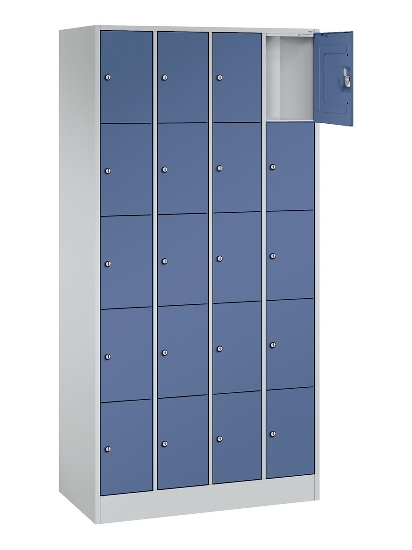 C+P Schließfachschrank Serie 8070 mit Sockel 3 Abt.240mm 5 Fächer B190mm (HxBxT)1950x680x480mm 7035/3003
