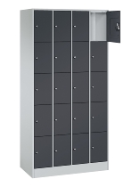 C+P Schließfachschrank Serie 8070 mit Sockel 4 Abt.240mm 5 Fächer B190mm (HxBxT)1950x900x480mm 7035/7016