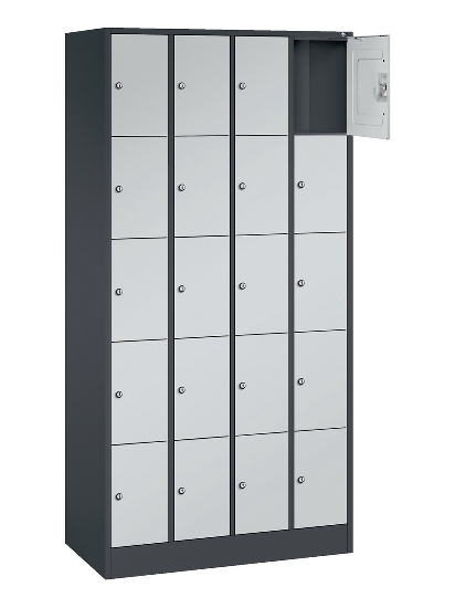 C+P Schließfachschrank Serie 8070 mit Sockel 3 Abt.240mm 5 Fächer B190mm (HxBxT)1950x680x480mm 7035/3003