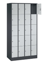 C+P Schließfachschrank Serie 8070 mit Sockel 3 Abt.240mm 5 Fächer B190mm (HxBxT)1950x680x480mm 7035/3003