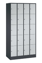 C+P Schließfachschrank Serie 8070 mit Sockel 3 Abt.240mm 5 Fächer B190mm (HxBxT)1950x680x480mm 7035/3003