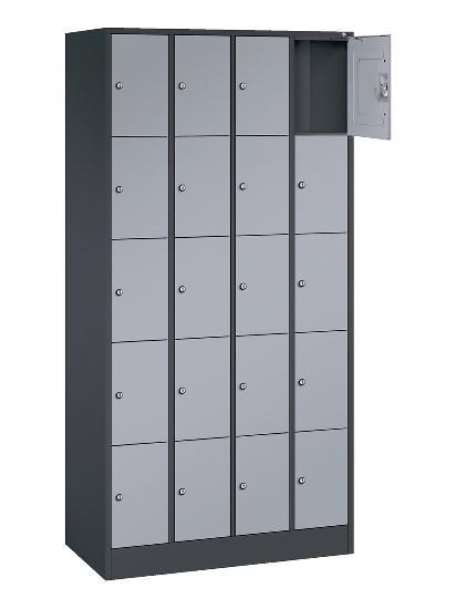 C+P Schließfachschrank Serie 8070 mit Sockel 3 Abt.240mm 5 Fächer B190mm (HxBxT)1950x680x480mm 7035/3003