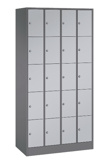 C+P Schließfachschrank Serie 8070 mit Sockel 3 Abt.240mm 5 Fächer B190mm (HxBxT)1950x680x480mm 7035/3003