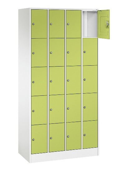 C+P Schließfachschrank Serie 8070 mit Sockel 3 Abt.240mm 5 Fächer B190mm (HxBxT)1950x680x480mm 7035/3003
