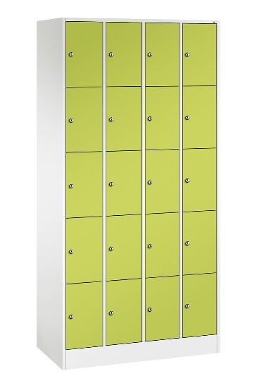 C+P Schließfachschrank Serie 8070 mit Sockel 3 Abt.240mm 5 Fächer B190mm (HxBxT)1950x680x480mm 7035/3003