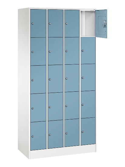 C+P Schließfachschrank Serie 8070 mit Sockel 3 Abt.240mm 5 Fächer B190mm (HxBxT)1950x680x480mm 7035/3003