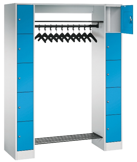C+P offene Garderobe Serie 8070 1 Fächerschrank 5 Fächer B190mm  (HxBxT)1950x740x480mm 7016/7035