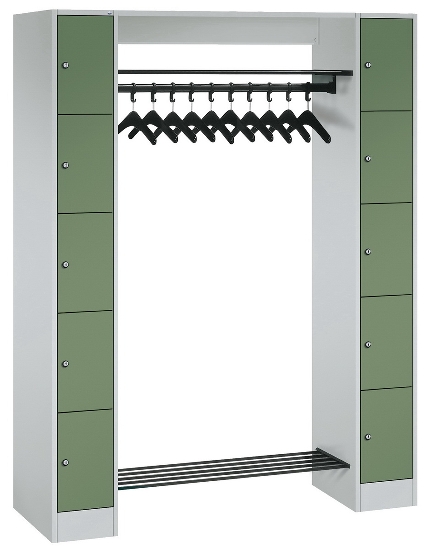 C+P offene Garderobe Serie 8070 1 Fächerschrank 5 Fächer B190mm  (HxBxT)1950x740x480mm 7016/7035