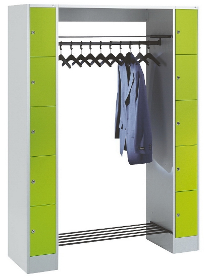 C+P offene Garderobe Serie 8070 1 Fächerschrank 5 Fächer B190mm  (HxBxT)1950x740x480mm 7016/7035