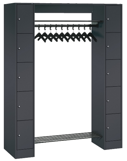 C+P offene Garderobe Serie 8070 1 Fächerschrank 5 Fächer B190mm  (HxBxT)1950x740x480mm 7016/7035
