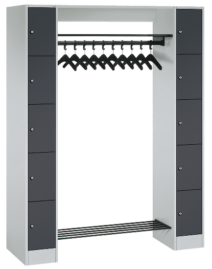 C+P offene Garderobe Serie 8070 1 Fächerschrank 5 Fächer B190mm  (HxBxT)1950x740x480mm 7016/7035