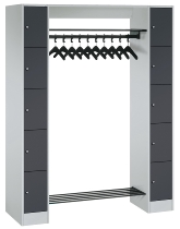 C+P offene Garderobe Serie 8070 1 Fächerschrank 5 Fächer B190mm  (HxBxT)1950x740x480mm 7016/7035