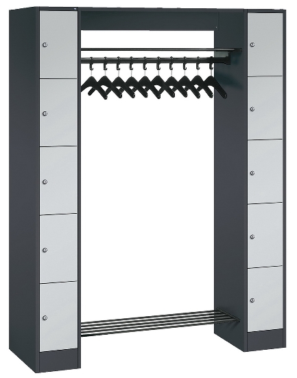 C+P offene Garderobe Serie 8070 1 Fächerschrank 5 Fächer B190mm  (HxBxT)1950x740x480mm 7016/7035