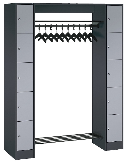 C+P offene Garderobe Serie 8070 1 Fächerschrank 5 Fächer B190mm  (HxBxT)1950x740x480mm 7016/7035