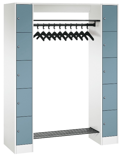 C+P offene Garderobe Serie 8070 1 Fächerschrank 5 Fächer B190mm  (HxBxT)1950x740x480mm 7016/7035
