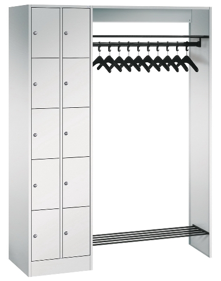 C+P offene Garderobe Serie 8070 2 Fächerschränke mit 15 Fächern B190mm (HxBxT)1950x2100x480mm 7016/7016