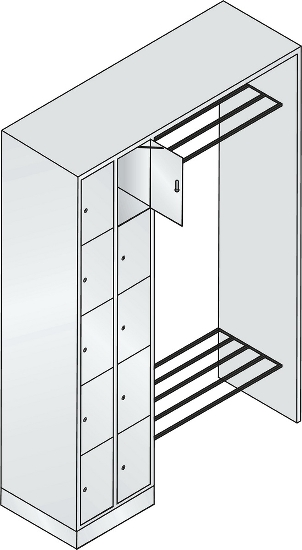 C+P offene Garderobe Serie 8070 2 Fächerschränke mit 15 Fächern B190mm (HxBxT)1950x2100x480mm 7016/7016