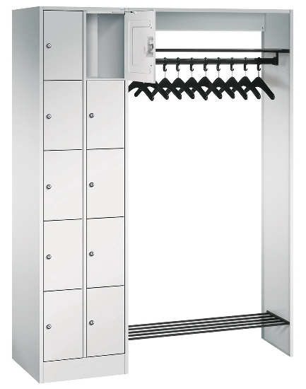 C+P offene Garderobe Serie 8070 2 Fächerschränke mit 15 Fächern B190mm (HxBxT)1950x2100x480mm 7016/7016