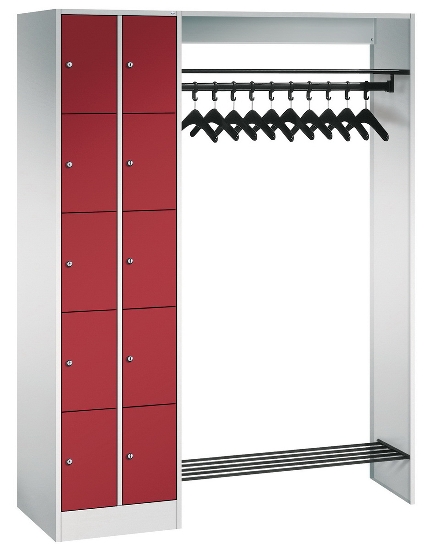 C+P offene Garderobe Serie 8070 2 Fächerschränke mit 15 Fächern B190mm (HxBxT)1950x2100x480mm 7016/7016