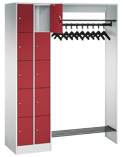 C+P offene Garderobe Serie 8070 2 Fächerschränke mit 15 Fächern B190mm (HxBxT)1950x2100x480mm 7016/7016