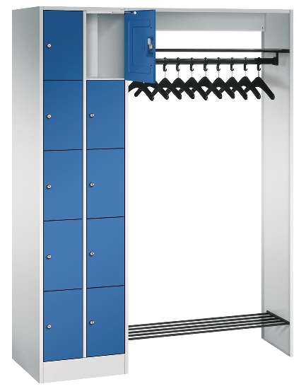C+P offene Garderobe Serie 8070 2 Fächerschränke mit 15 Fächern B190mm (HxBxT)1950x2100x480mm 7016/7016