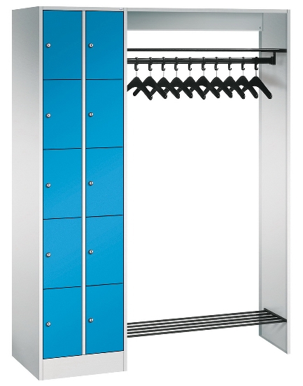 C+P offene Garderobe Serie 8070 2 Fächerschränke mit 15 Fächern B190mm (HxBxT)1950x2100x480mm 7016/7016