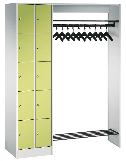 C+P offene Garderobe Serie 8070 2 Fächerschränke mit 15 Fächern B190mm (HxBxT)1950x2100x480mm 7016/7016