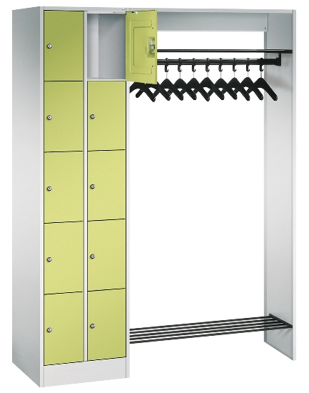 C+P offene Garderobe Serie 8070 2 Fächerschränke mit 15 Fächern B190mm (HxBxT)1950x2100x480mm 7016/7016