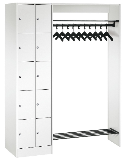 C+P offene Garderobe Serie 8070 2 Fächerschränke mit 15 Fächern B190mm (HxBxT)1950x2100x480mm 7016/7016