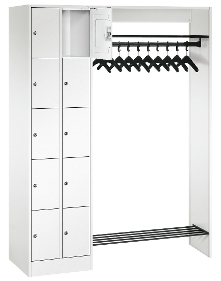 C+P offene Garderobe Serie 8070 2 Fächerschränke mit 15 Fächern B190mm (HxBxT)1950x2100x480mm 7016/7016