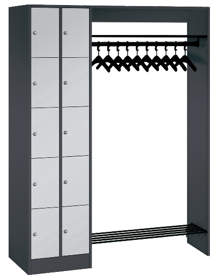 C+P offene Garderobe Serie 8070 2 Fächerschränke mit 15 Fächern B190mm (HxBxT)1950x2100x480mm 7016/7016
