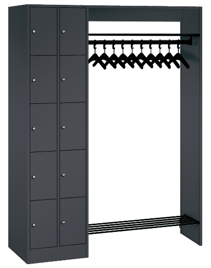 C+P offene Garderobe Serie 8070 2 Fächerschränke mit 15 Fächern B190mm (HxBxT)1950x2100x480mm 7016/7016