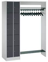 C+P offene Garderobe Serie 8070 2 Fächerschränke mit 15 Fächern B190mm (HxBxT)1950x2100x480mm 7016/7016