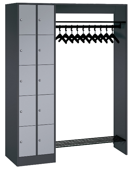 C+P offene Garderobe Serie 8070 2 Fächerschränke mit 15 Fächern B190mm (HxBxT)1950x2100x480mm 7016/7016