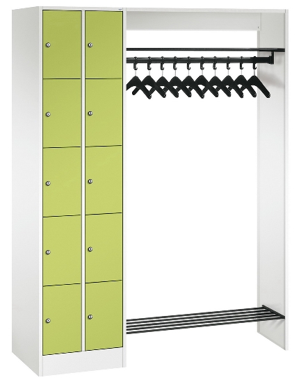 C+P offene Garderobe Serie 8070 2 Fächerschränke mit 15 Fächern B190mm (HxBxT)1950x2100x480mm 7016/7016