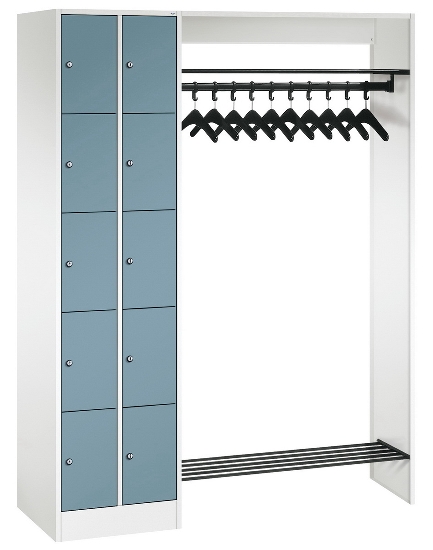 C+P offene Garderobe Serie 8070 2 Fächerschränke mit 15 Fächern B190mm (HxBxT)1950x2100x480mm 7016/7016