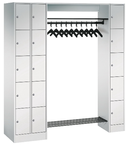 C+P offene Garderobe Serie 8070 2 Fächerschränke mit 15 Fächern B190mm (HxBxT)1950x2100x480mm 7016/7016