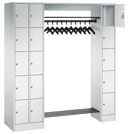 C+P offene Garderobe Serie 8070 2 Fächerschränke mit 15 Fächern B190mm (HxBxT)1950x2100x480mm 7016/7016